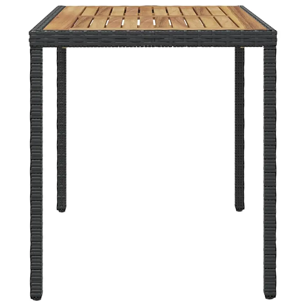 Outdoor Dining Table Garden Patio Furniture Black Brown Acacia Wood Rattan Frame