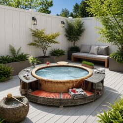 Reliable and Stylish Grey Poly Rattan Hot Tub Surround