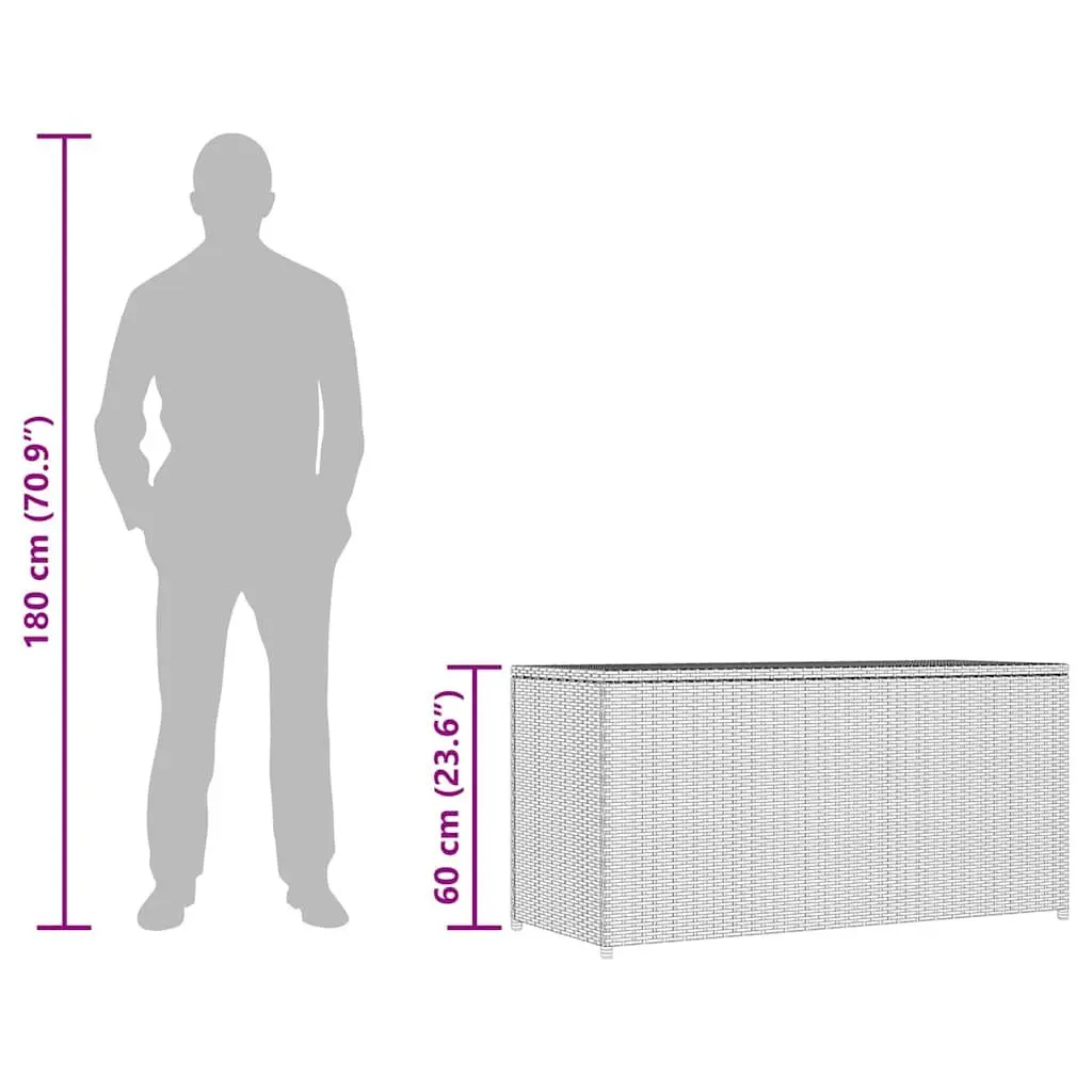 Garden Storage Box Outdoor Furniture 120 x 50 x 60 cm Grey Rattan Chest