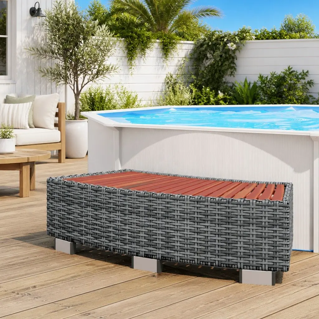 Grey Poly Rattan Step for Spa Access