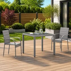 Stackable Outdoor Chairs 2pc Grey Garden Patio Dining Seating Set