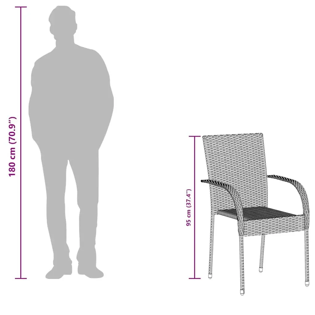 Stackable Outdoor Chairs Grey 2 Piece Garden Patio Dining Seating Set