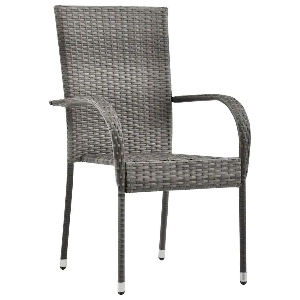 Stackable Outdoor Chairs Grey 2 Piece Garden Patio Dining Seating Set