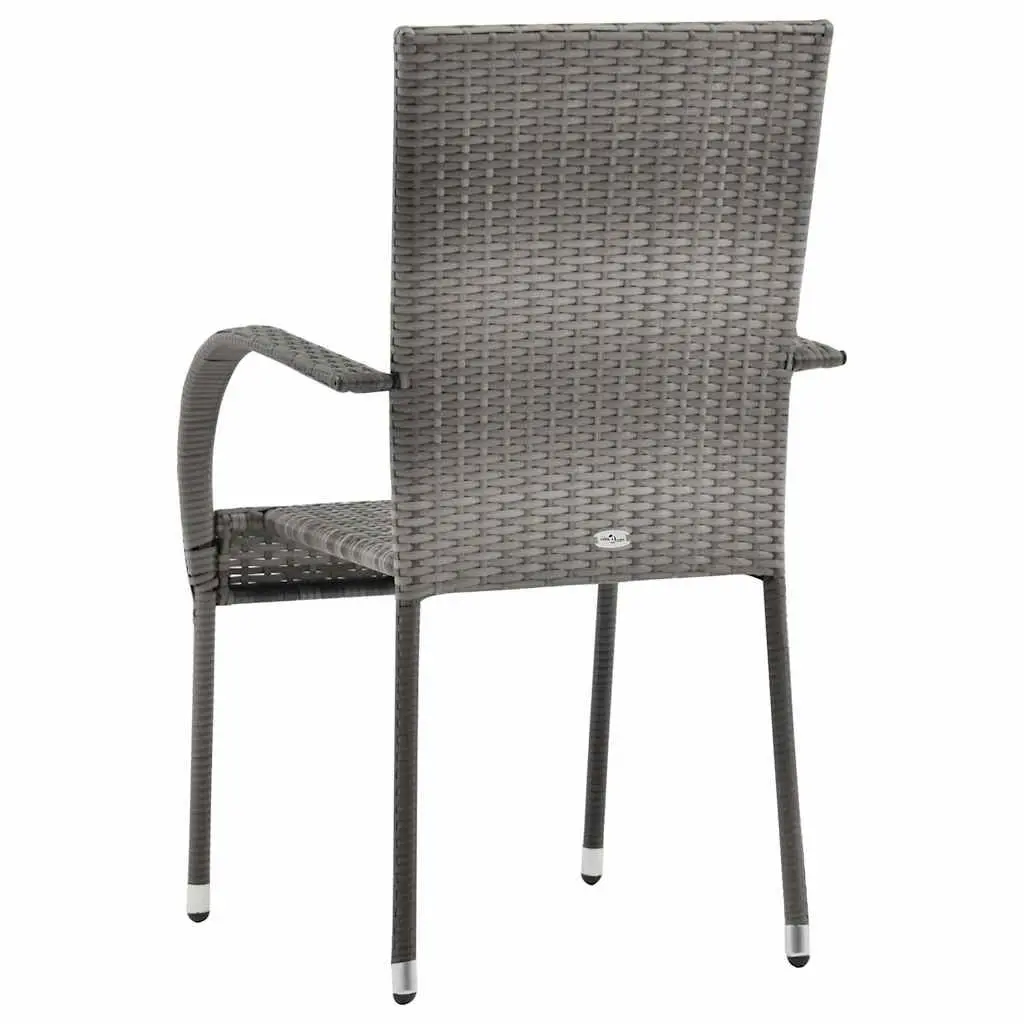 Stackable Outdoor Chairs Grey 2 Piece Garden Patio Dining Seating Set