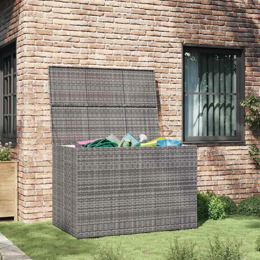 Outdoor Storage Box Grey Poly Rattan Garden Furniture 150 x 100 x 100 cm