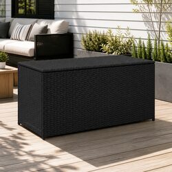 Reliable Outdoor Storage Box 100x50x50cm Poly Rattan Black