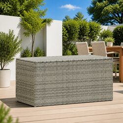 Garden Storage Box Outdoor Poly Rattan 100x50x50cm Grey Patio Furniture