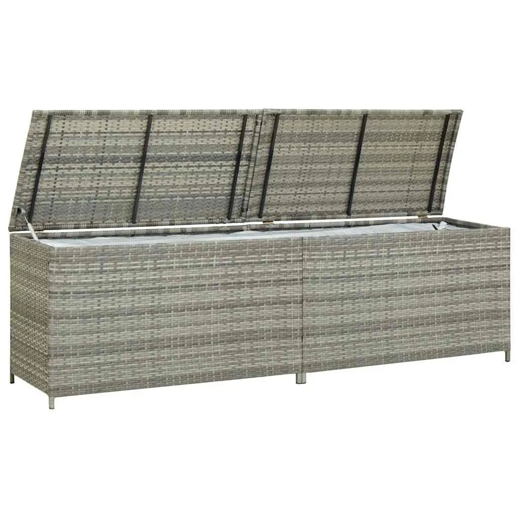 Outdoor Storage Box Garden Poly Rattan 200 x 50 x 60 cm Grey
