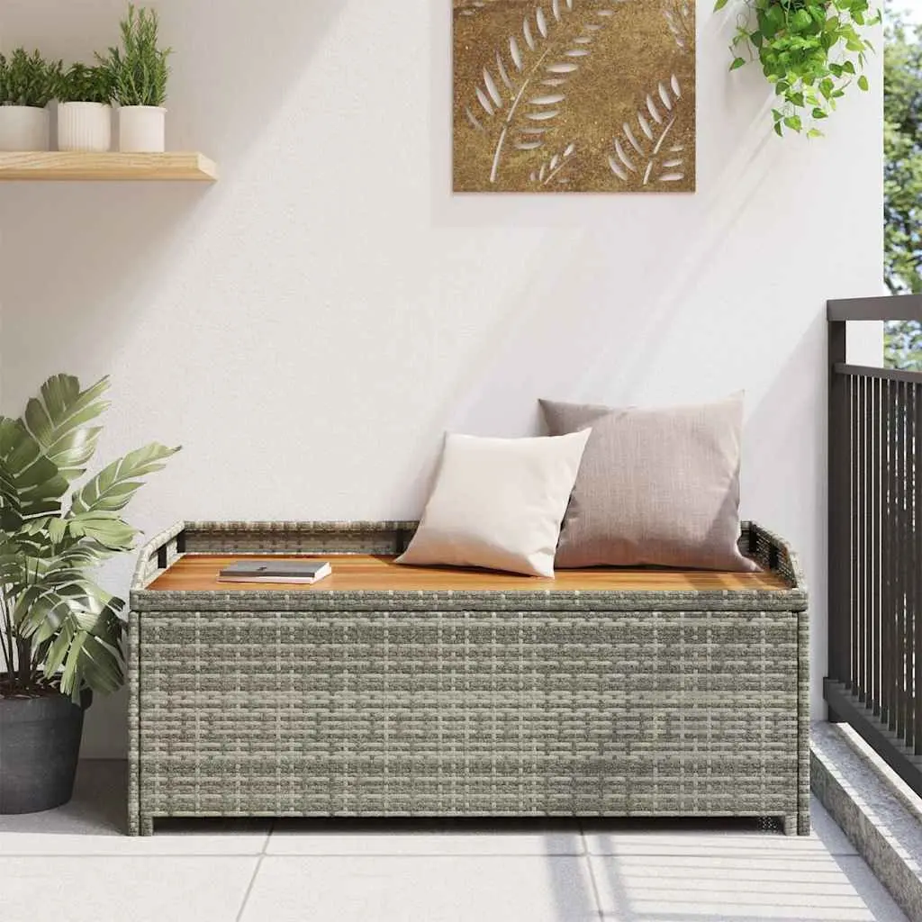 Outdoor Storage Bench 120cm Garden Seating Poly Rattan Grey Weather Resistant