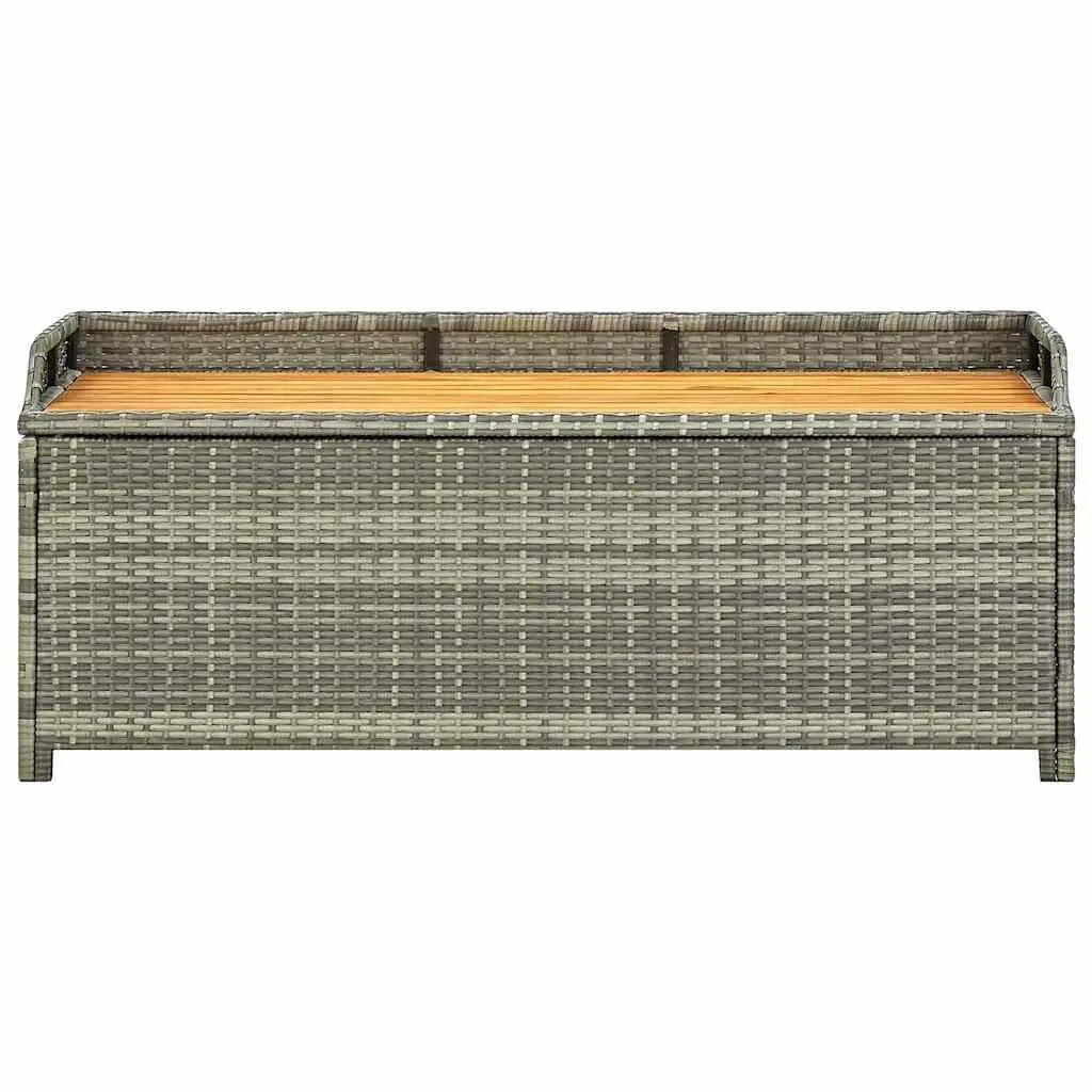 Outdoor Storage Bench 120cm Garden Seating Poly Rattan Grey Weather Resistant