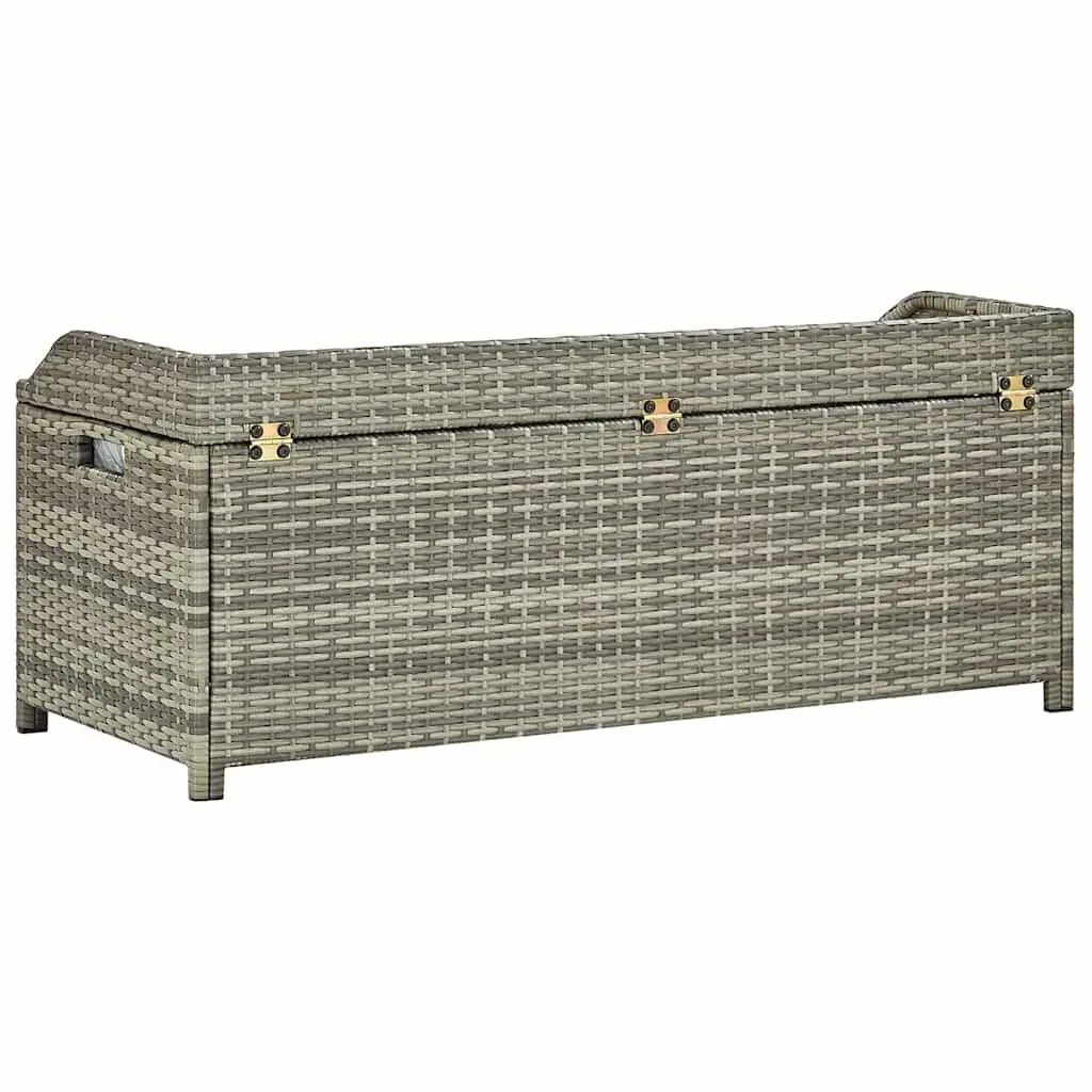 Outdoor Storage Bench 120cm Garden Seating Poly Rattan Grey Weather Resistant