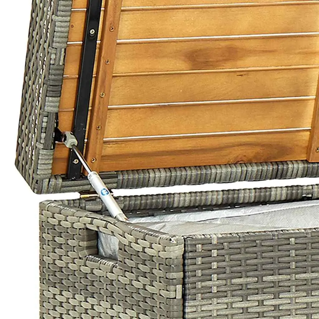 Outdoor Storage Bench 120cm Garden Seating Poly Rattan Grey Weather Resistant