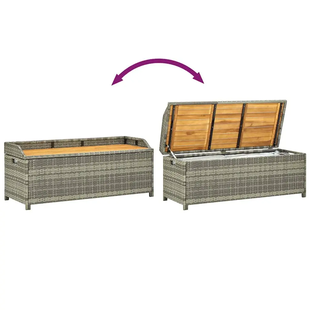 Outdoor Storage Bench 120cm Garden Seating Poly Rattan Grey Weather Resistant