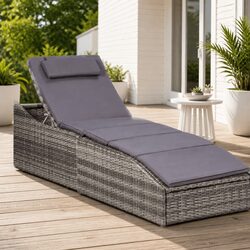 Reliable Outdoor Grey Sun Lounger with Cushion