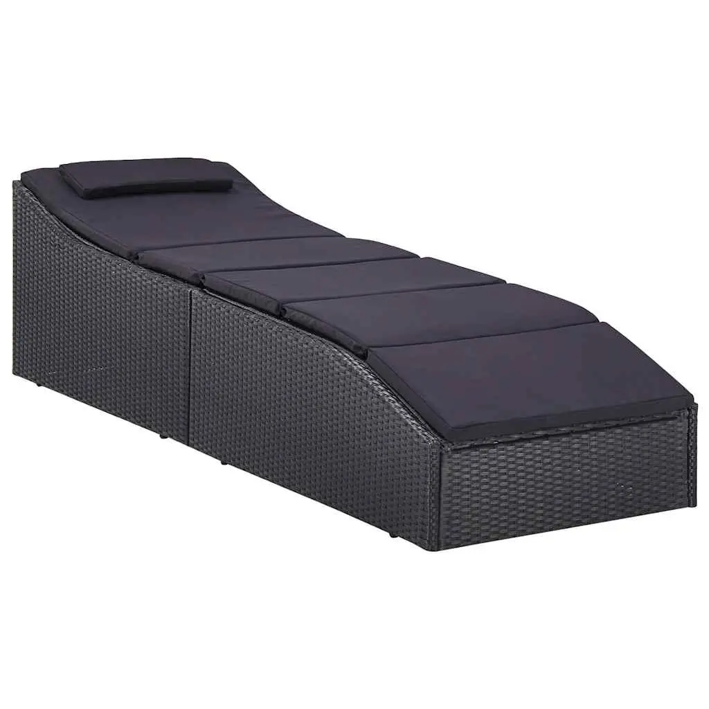 Sun Lounger Recliner Chair Outdoor Sunbed Black Poly Rattan Garden Patio Furniture