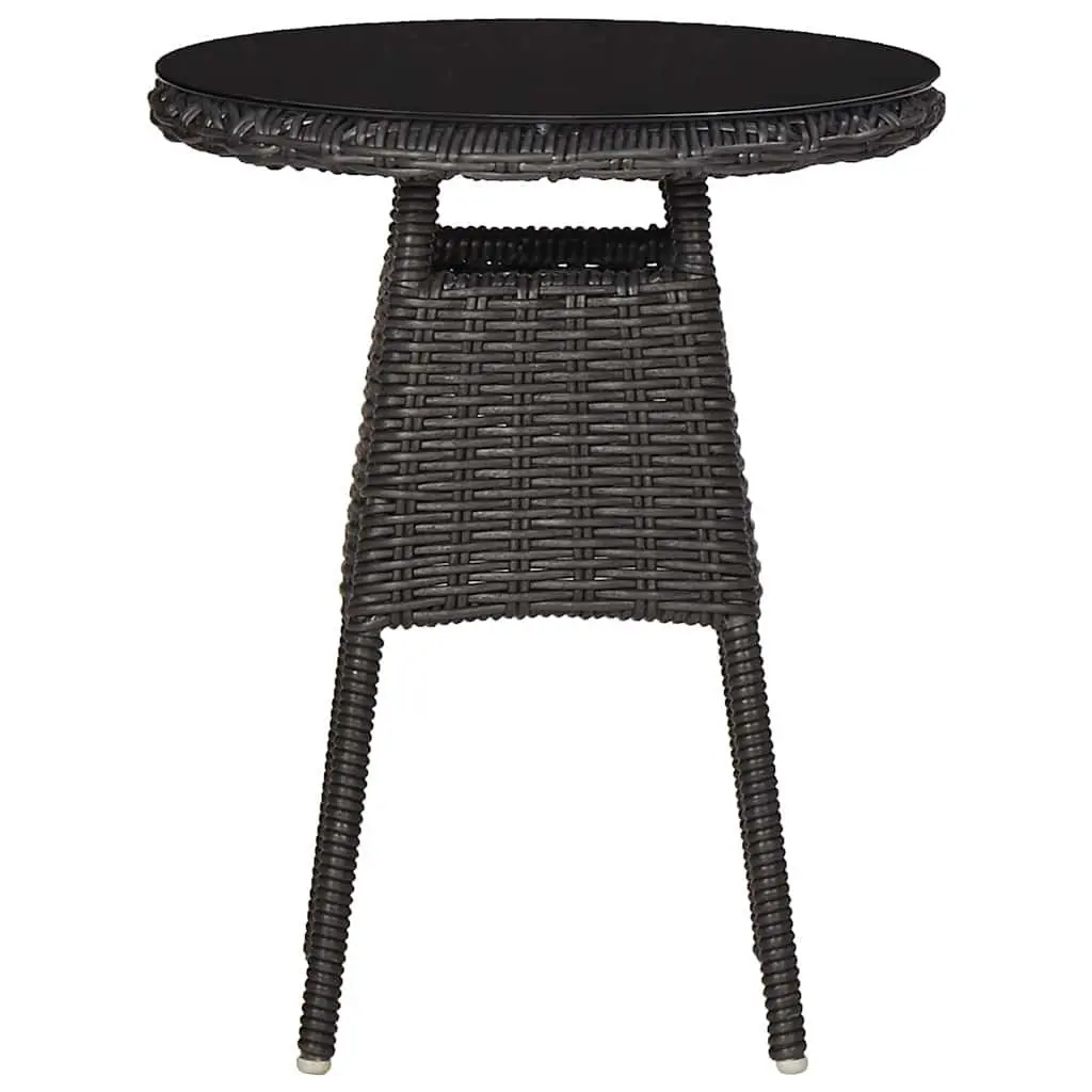 Outdoor Chairs Set 2 pcs Tea Table Poly Rattan Garden Seating Black