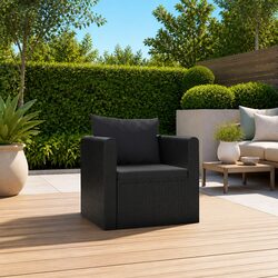 Reliable Comfort: Black Outdoor Single Sofa with Cushions