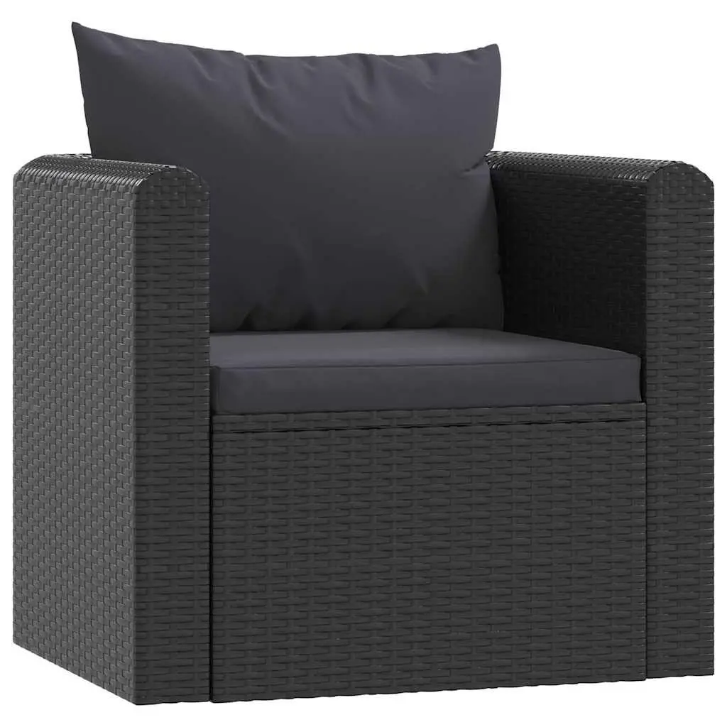 Outdoor Single Sofa Lounge Seat with Cushions Black