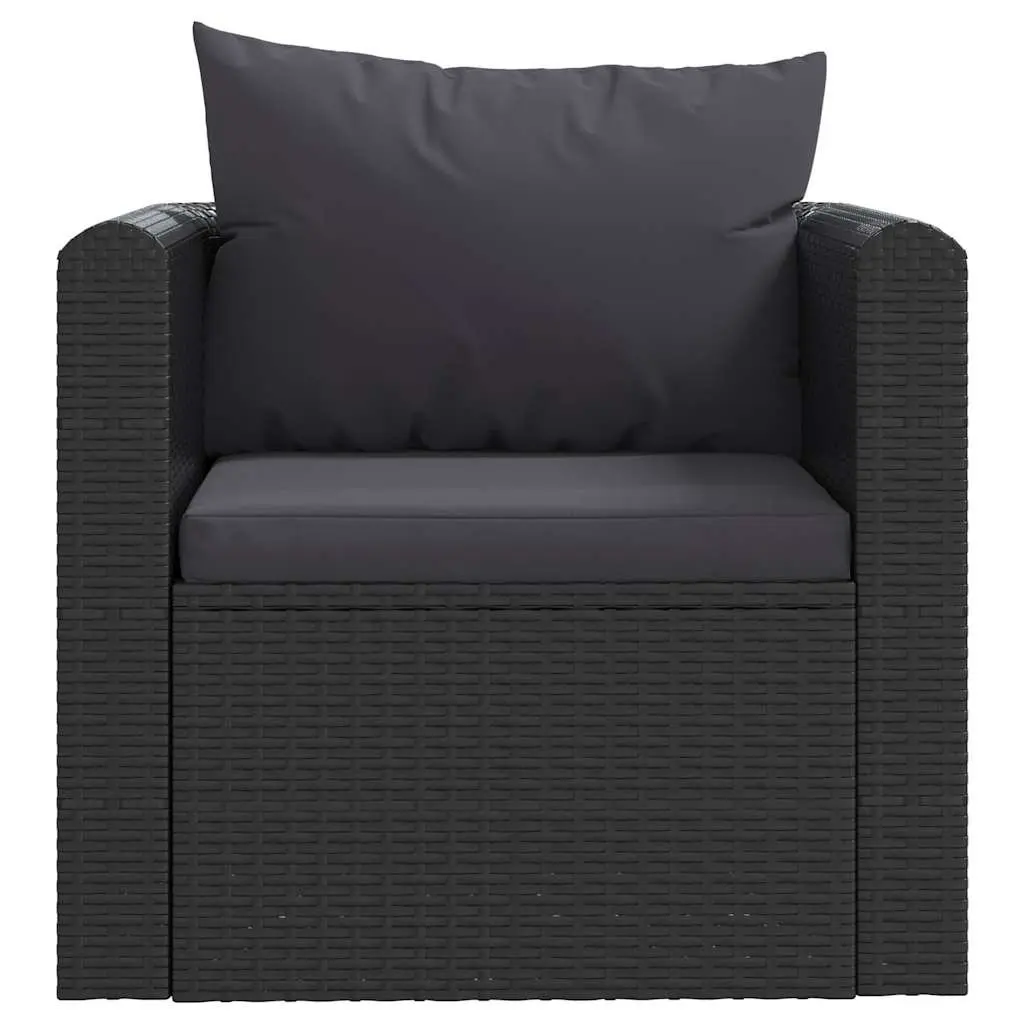 Outdoor Single Sofa Lounge Seat with Cushions Black