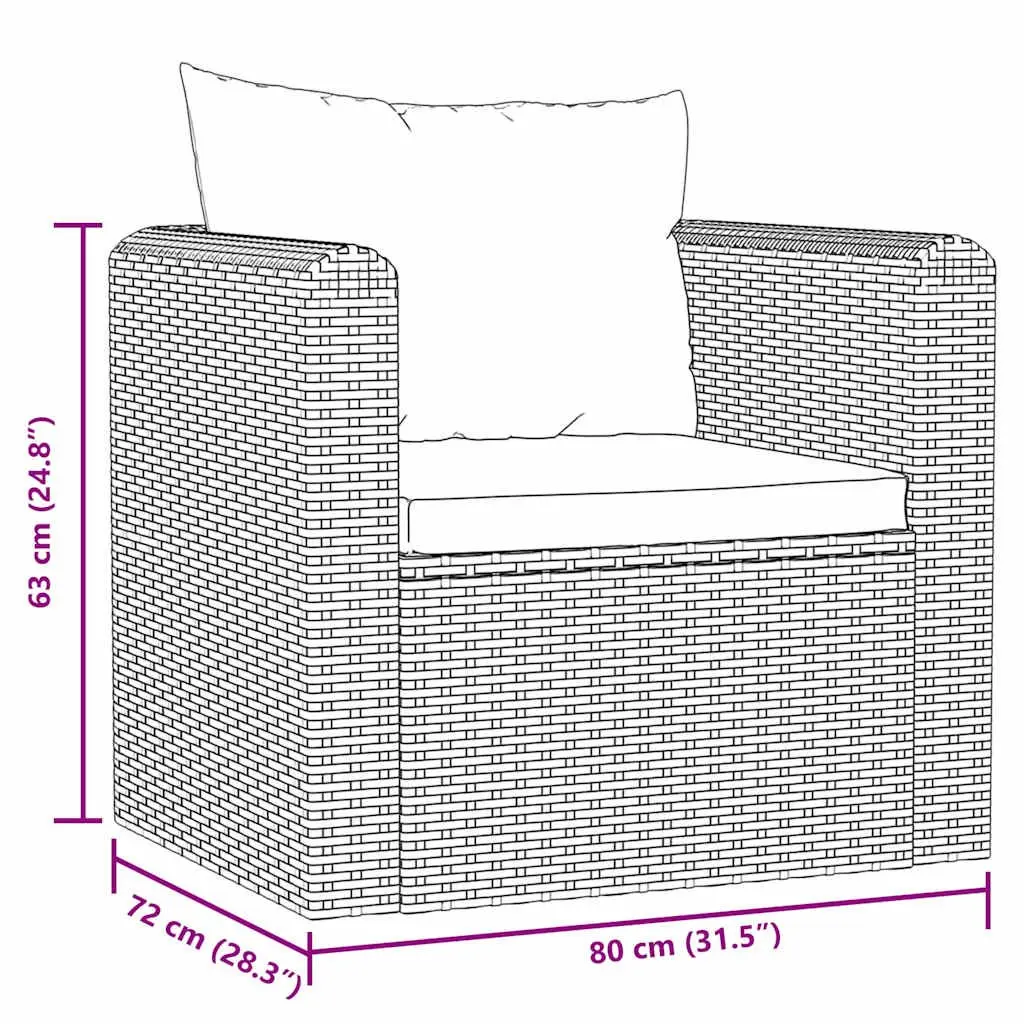 Outdoor Single Sofa Lounge Seat with Cushions Black