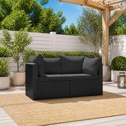 Outdoor Sectional Sofa Set 2 Piece Poly Rattan Garden Patio Seating with