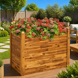Raised Garden Bed Wooden Planter Box Outdoor Flowers Vegetables Herbs Patio Deck
