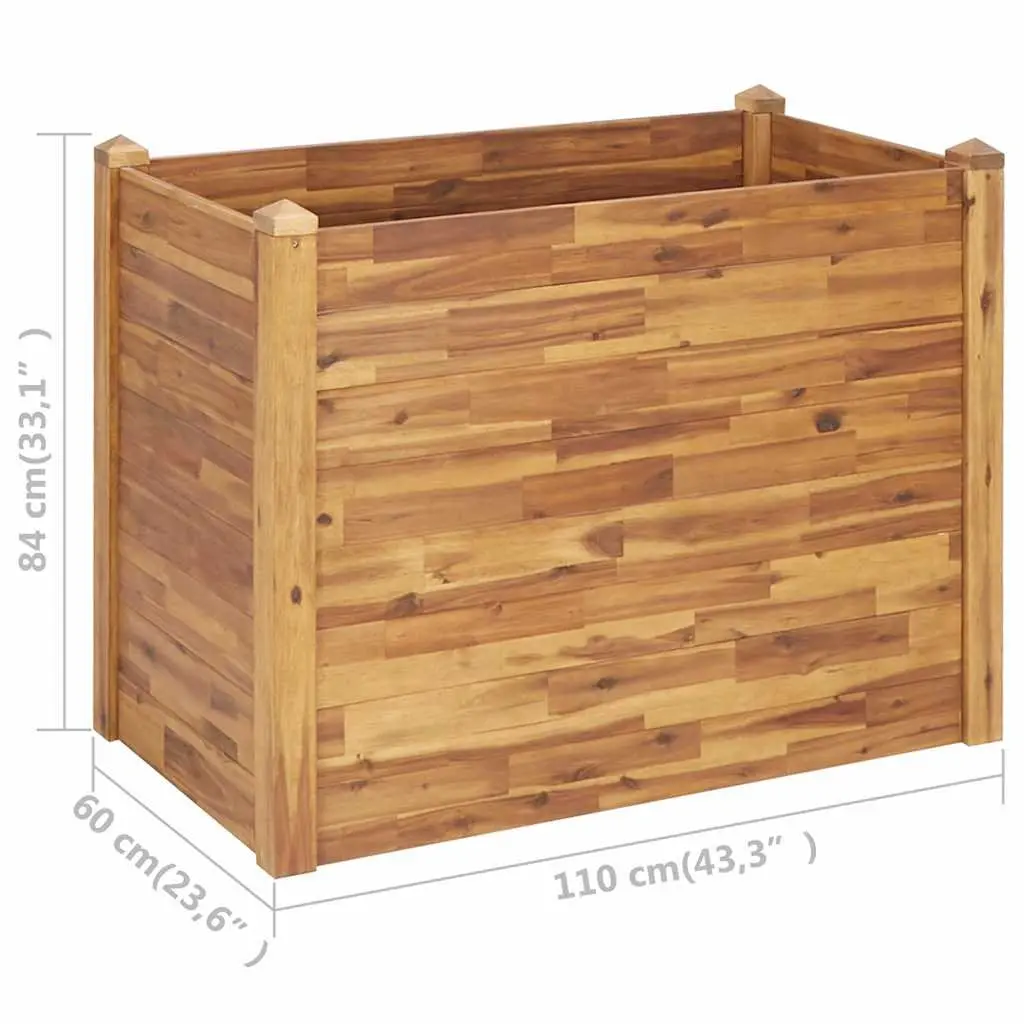 Wooden Raised Garden Bed Planter Box Outdoor Flowers Vegetables Herbs 110 x 60 x 84 cm Brown