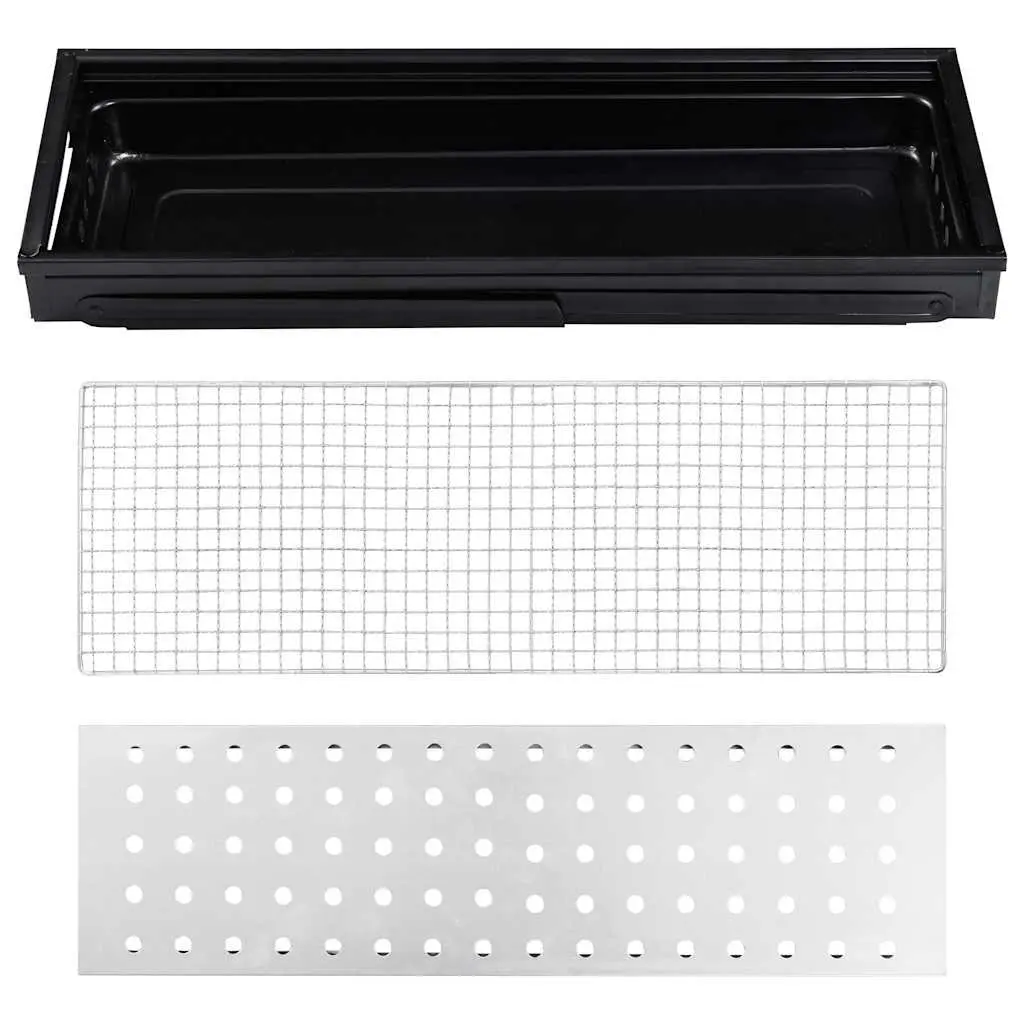 Portable Charcoal BBQ Grill Folding Tabletop Outdoor 60 x 22.5 x 33 cm Black