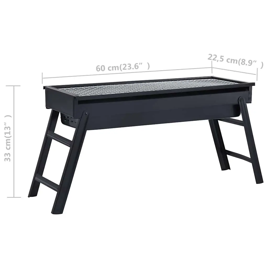 Portable Charcoal BBQ Grill Folding Tabletop Outdoor 60 x 22.5 x 33 cm Black