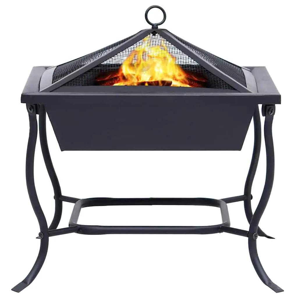 Garden Fire Pit Black Steel Bowl Outdoor Heater for Patio and Backyard Use
