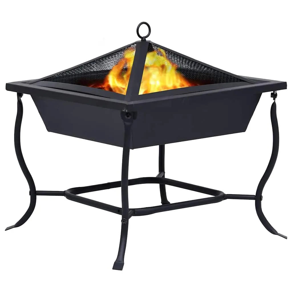 Garden Fire Pit Black Steel Bowl Outdoor Heater for Patio and Backyard Use