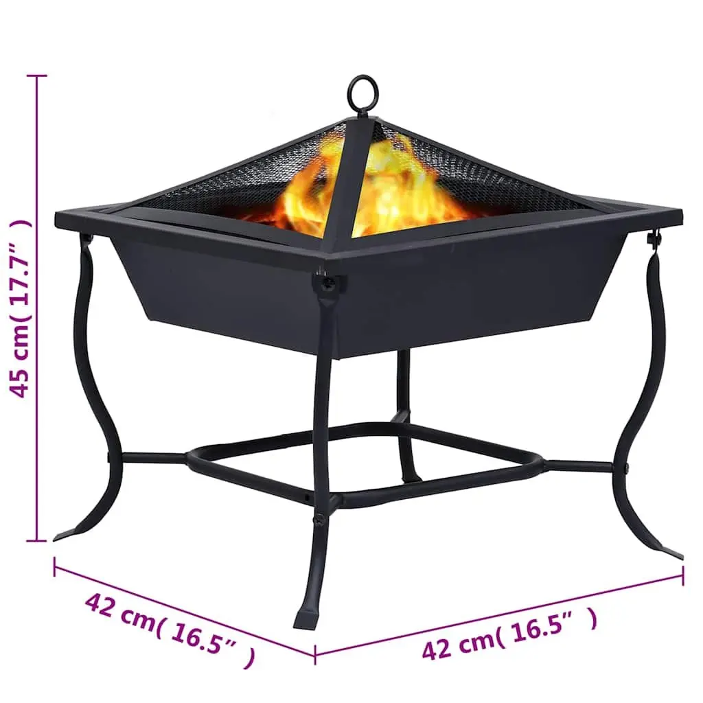 Garden Fire Pit Black Steel Bowl Outdoor Heater for Patio and Backyard Use