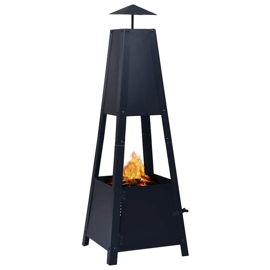 Fire Pit Pyramid Outdoor Heater 35cm Black Steel Bowl Fireplace