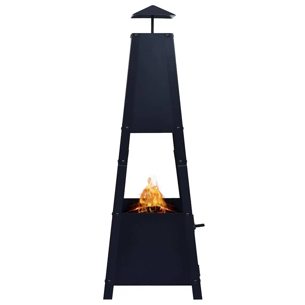 Fire Pit Pyramid Outdoor Heater 35cm Black Steel Bowl Fireplace