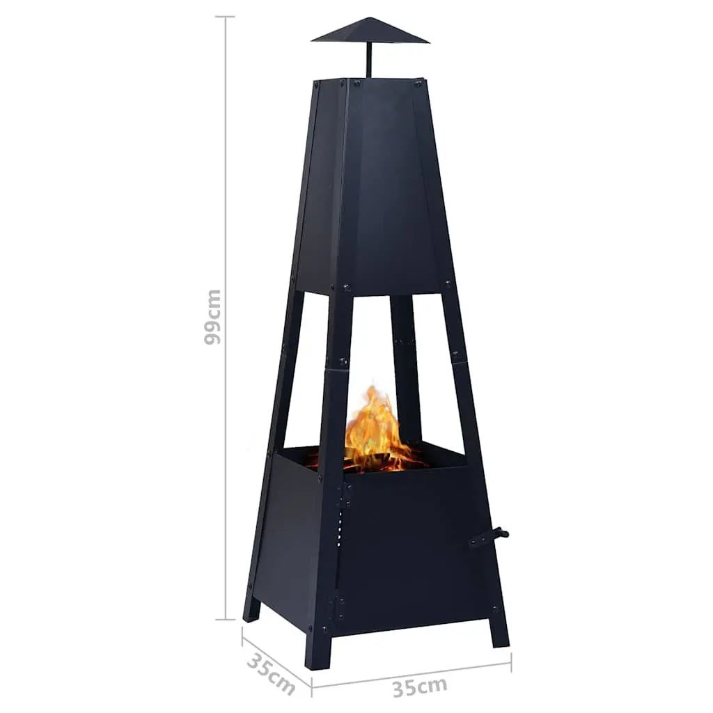 Fire Pit Pyramid Outdoor Heater 35cm Black Steel Bowl Fireplace