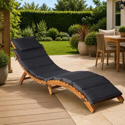 Value-Packed Acacia Wood Sun Lounger with Cushions