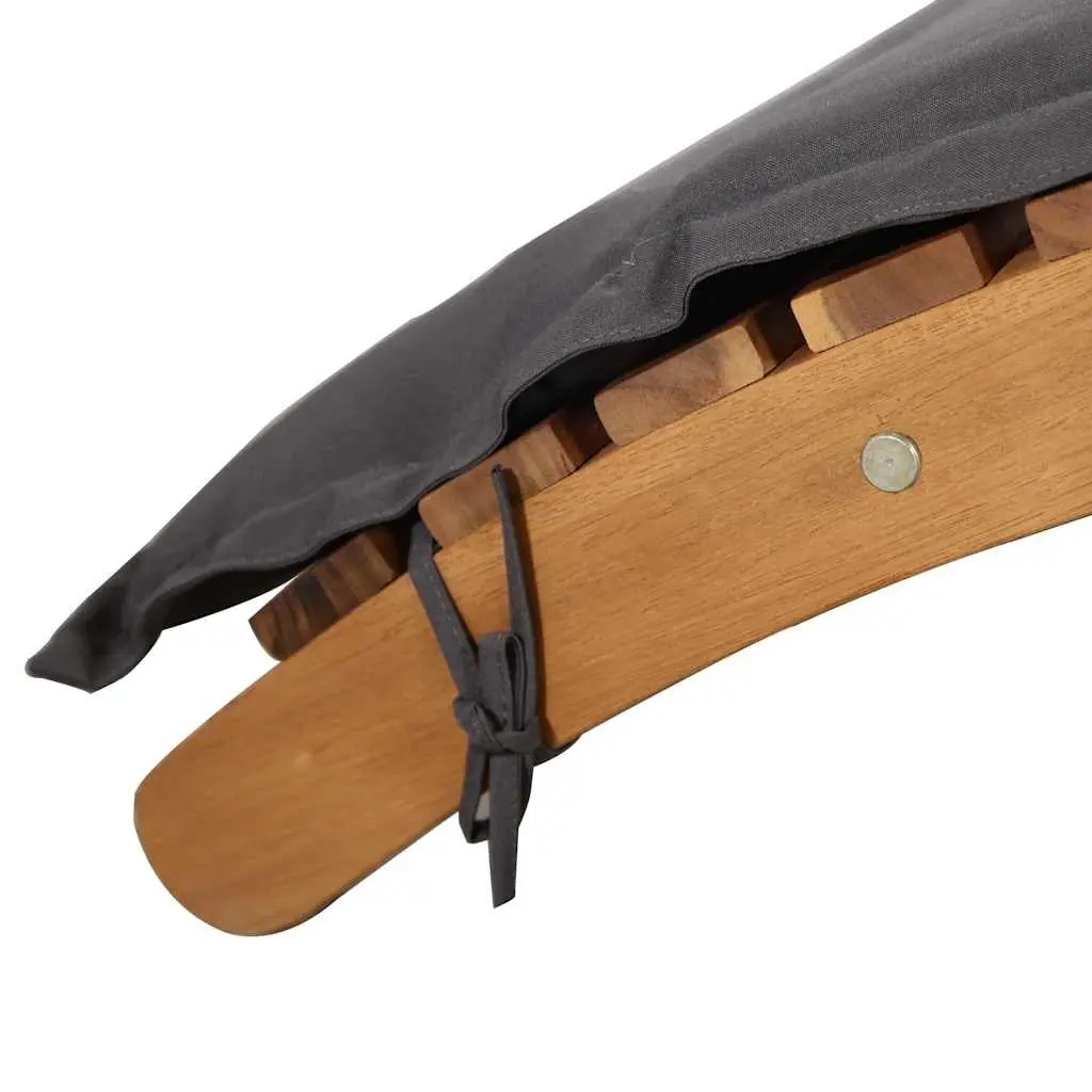 Folding Garden Patio Deck Chair Sun Lounger with Cushion Acacia Wood Dark Grey
