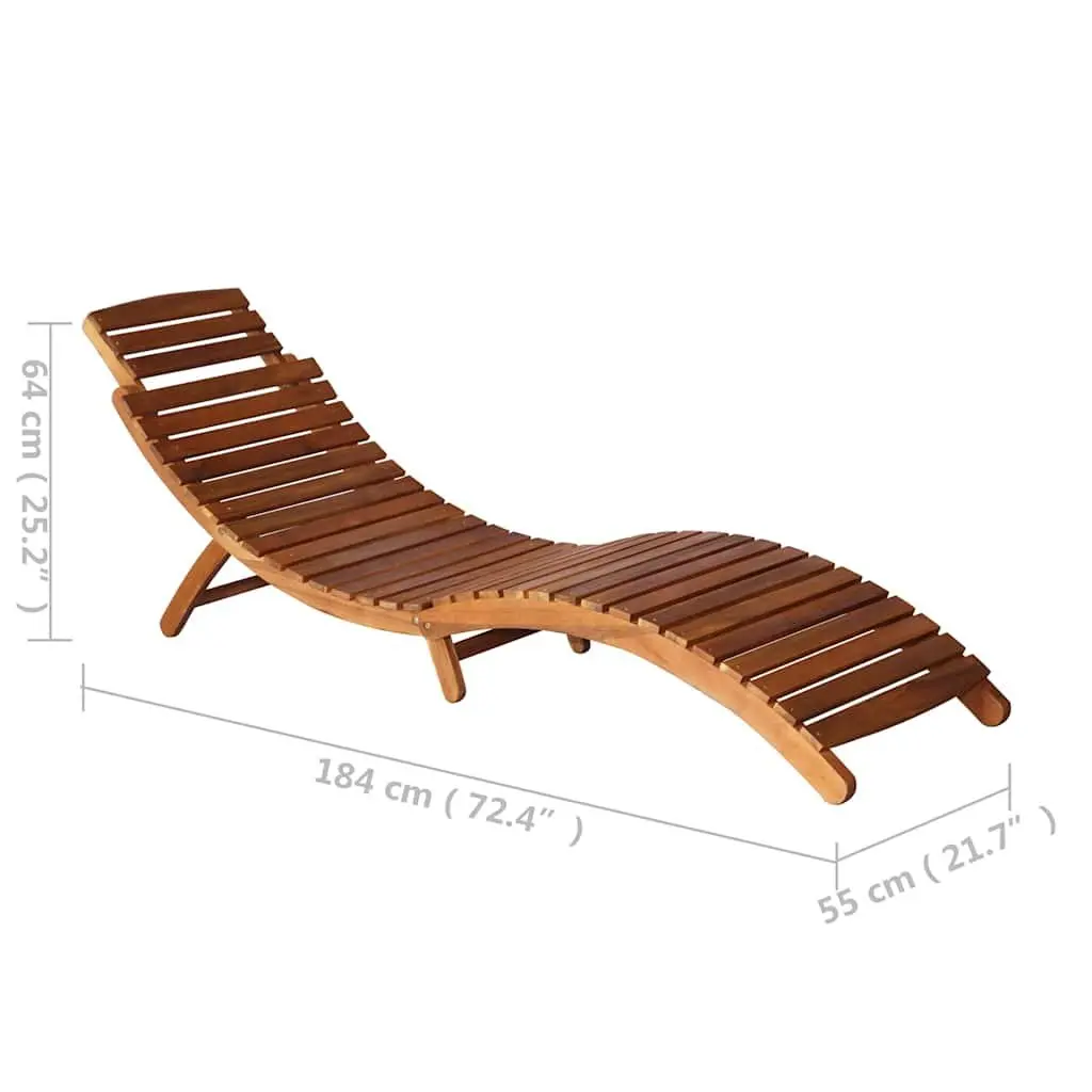 Sun Lounger with Side Table Solid Acacia Wood Outdoor Garden Patio Furniture