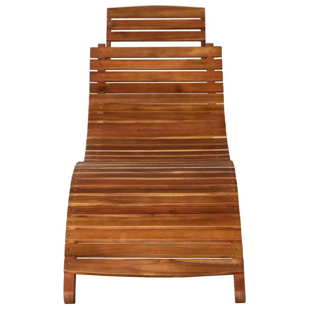 Sun Lounger with Side Table Solid Acacia Wood Outdoor Garden Patio Furniture