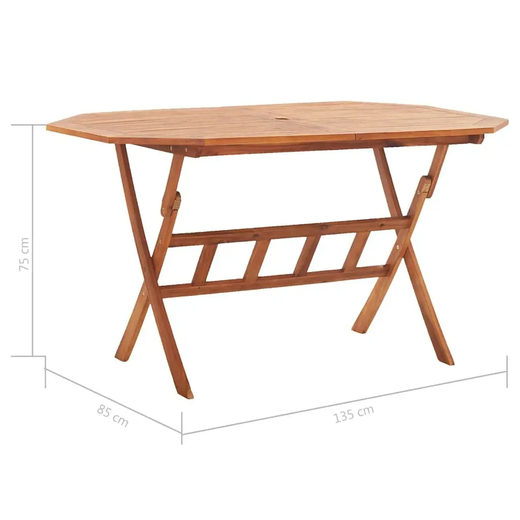 Folding Garden Table Outdoor Dining 135 x 85 x 75 cm Brown