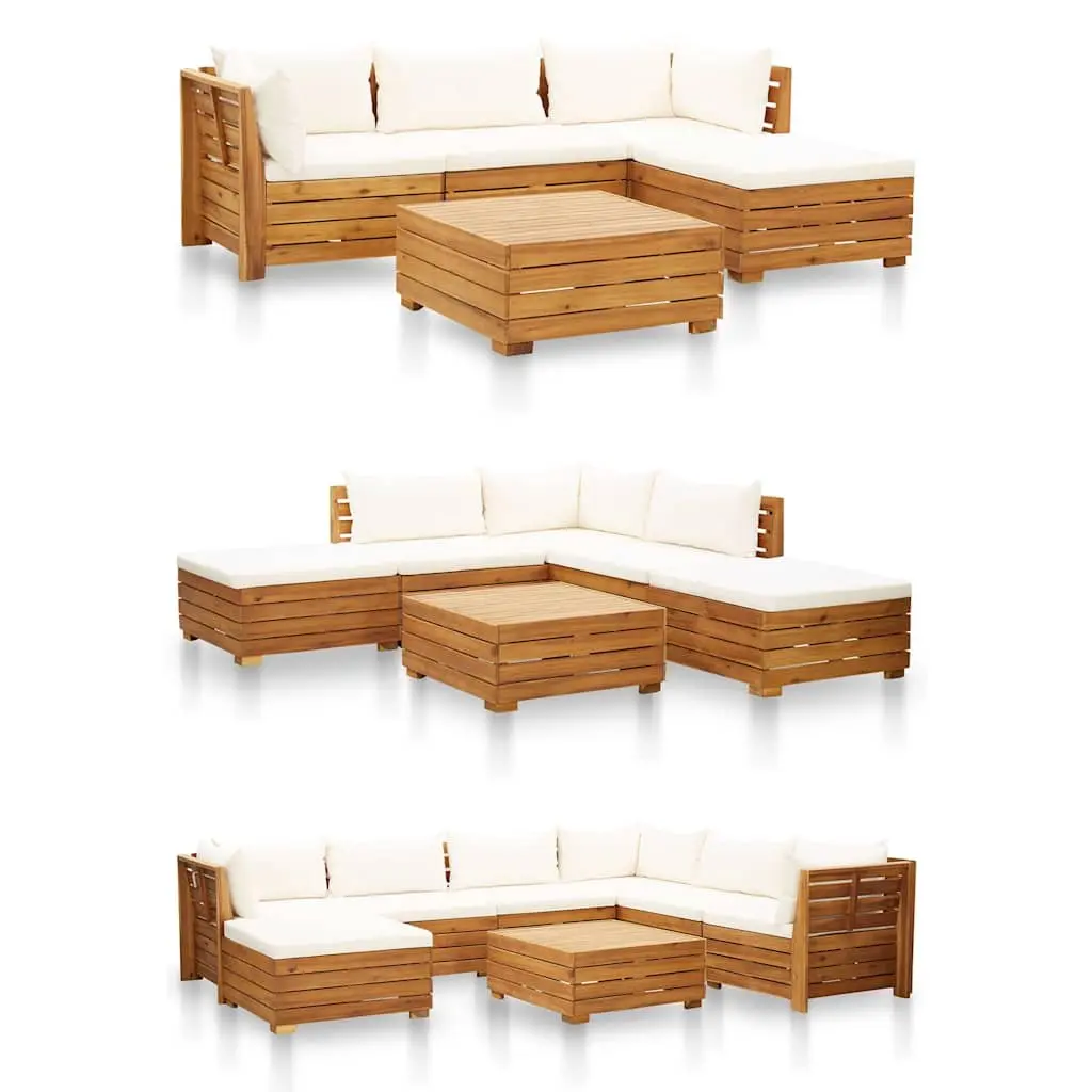 Outdoor Sectional Footrest Cushion Solid Wood Brown