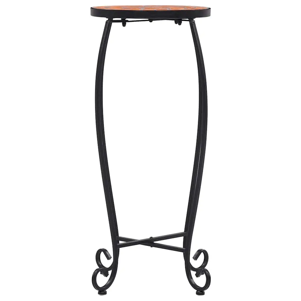 Mosaic Plant Stand Table Set 3pc Ceramic Top Outdoor Garden Patio Decor Brown