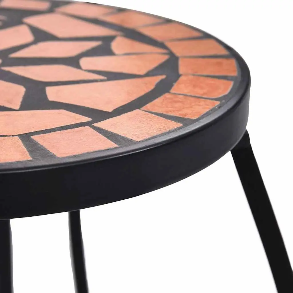 Mosaic Plant Stand Table Set 3pc Ceramic Top Outdoor Garden Patio Decor Brown