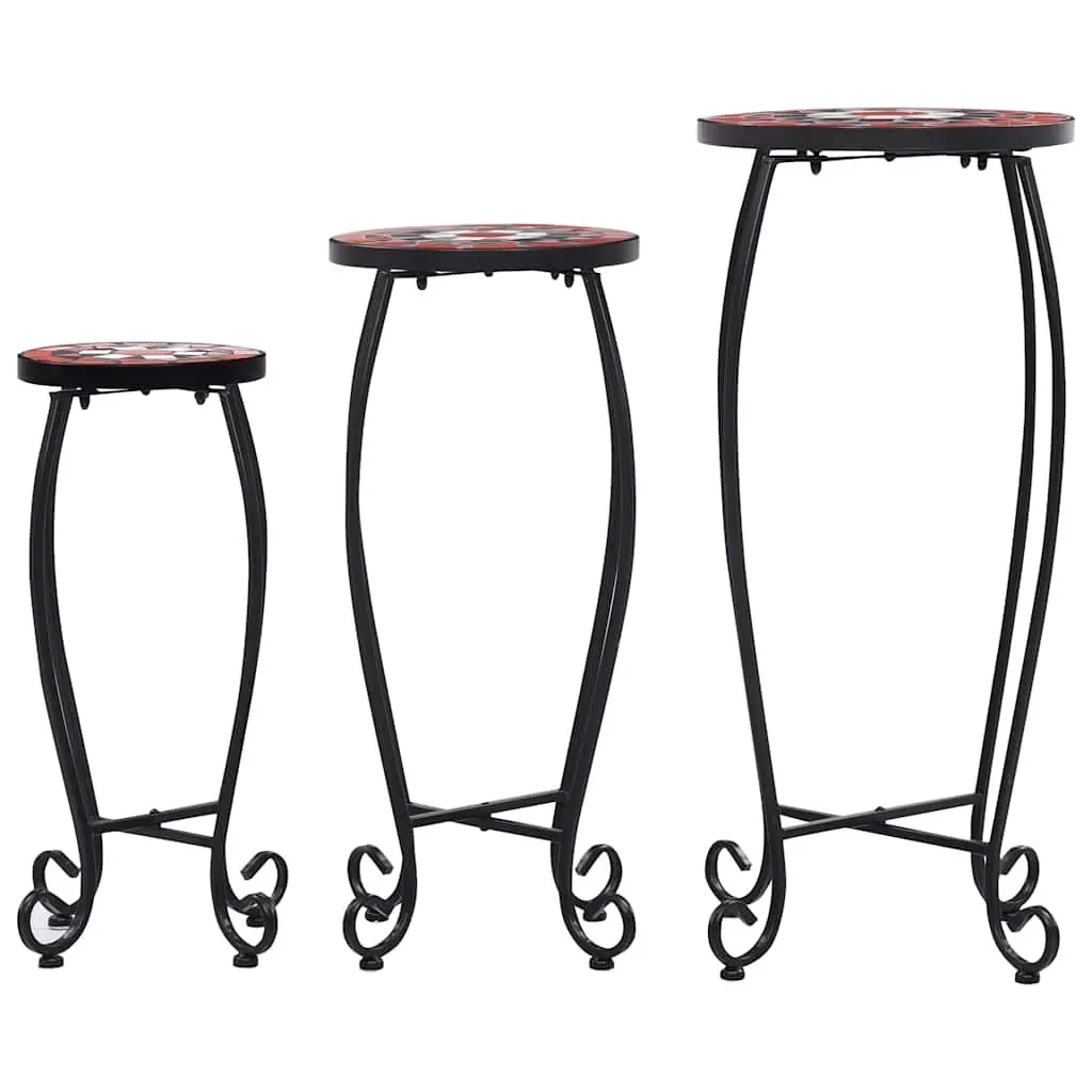 Ceramic Top Mosaic Table Set 3 Piece Patio Garden Balcony Iron Frame Brown
