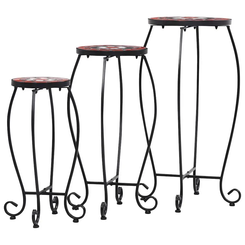 Ceramic Top Mosaic Table Set 3 Piece Patio Garden Balcony Iron Frame Brown