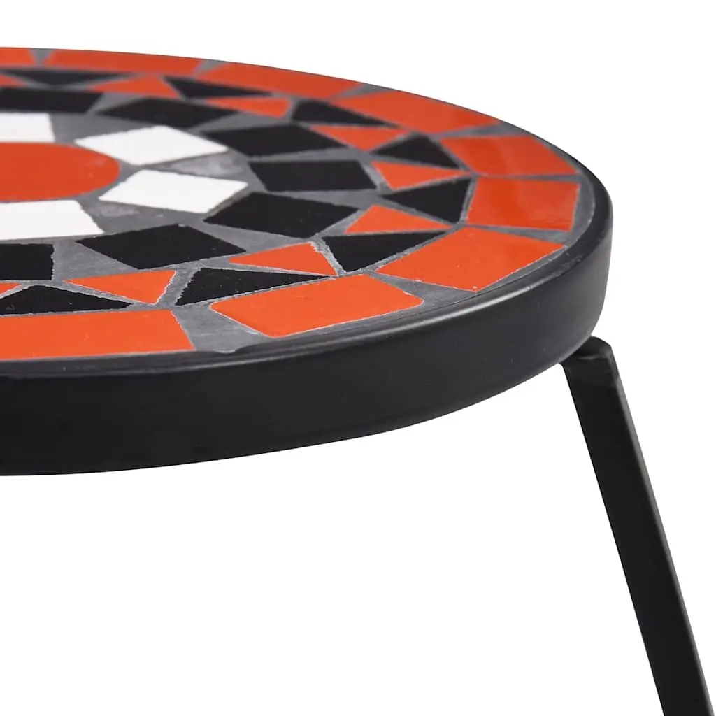 Ceramic Top Mosaic Table Set 3 Piece Patio Garden Balcony Iron Frame Brown