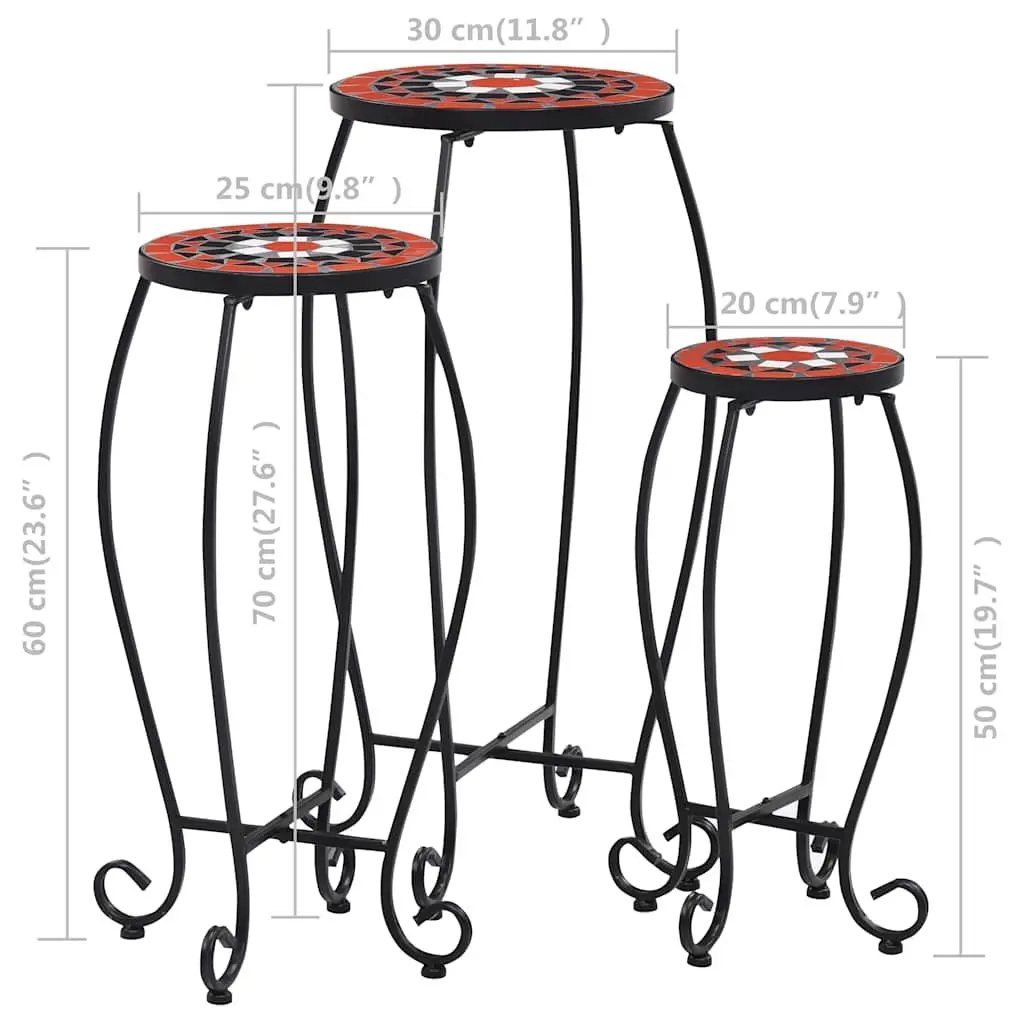Ceramic Top Mosaic Table Set 3 Piece Patio Garden Balcony Iron Frame Brown