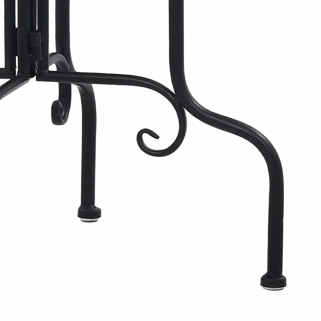 Mosaic Side Table Outdoor Garden Plant Stand Ceramic Black White Curved Legs