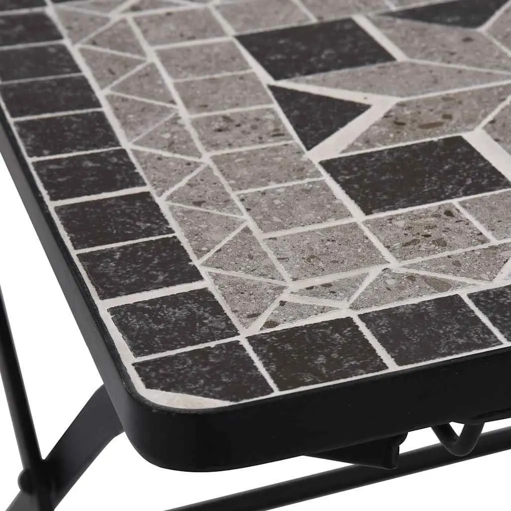 Mosaic Bistro Chairs Set of 2 Outdoor Garden Patio Seating Grey