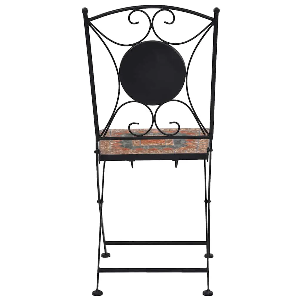 Mosaic Outdoor Bistro Chairs Set of 2 Garden Patio Seating Orange Grey